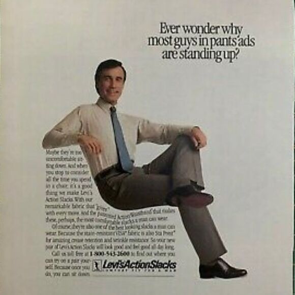 VINTAGE LEVIS ACTION SLACKS SLATE BLUE FLAT FRONT PANTS MADE IN THE USA 38x31 - Picture 8 of 10